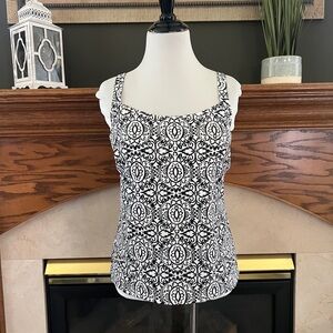Lands' End Women's Black‎ White Swimsuit Tankini Top Size 8